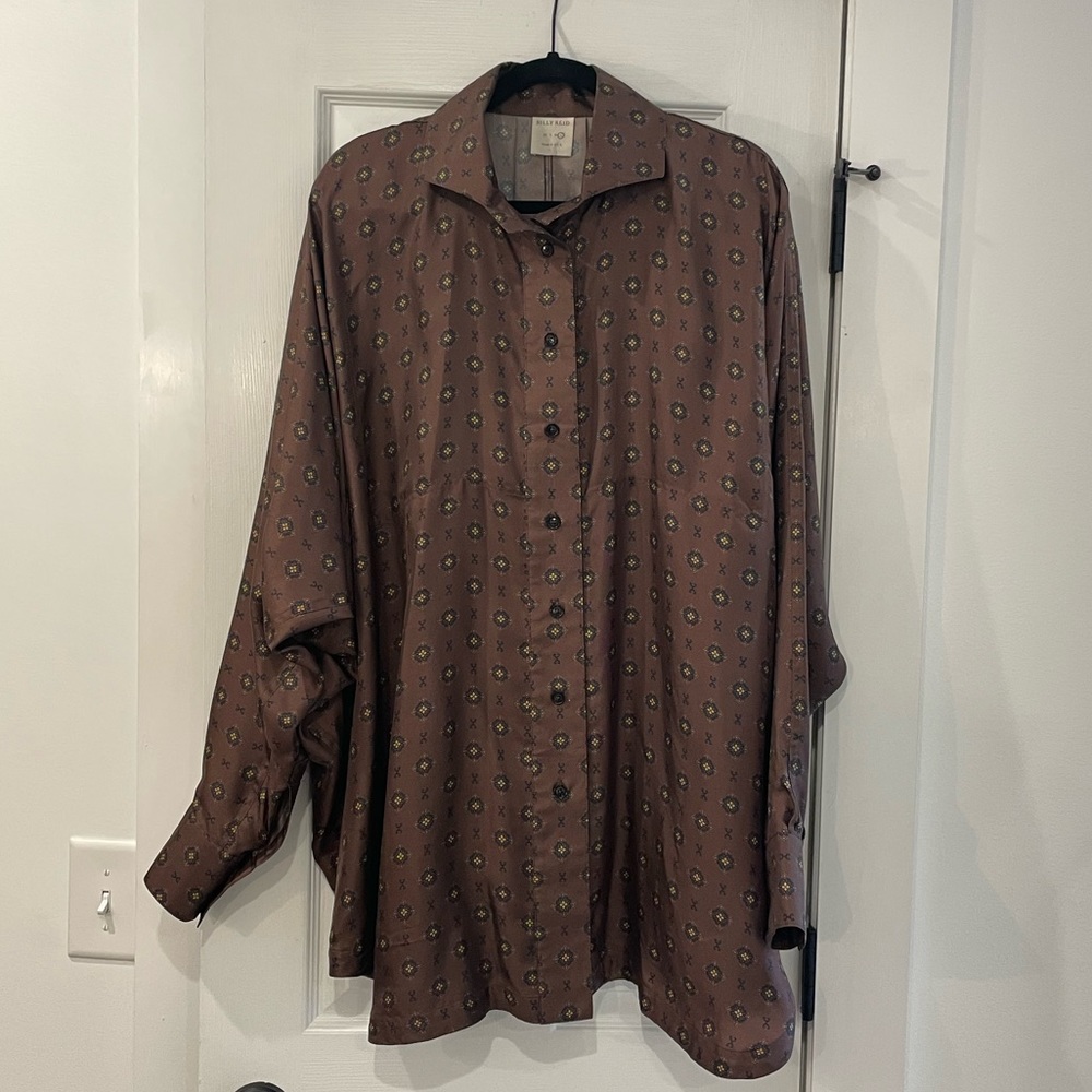 Size L Billy Reid Batwing Silk Shirt